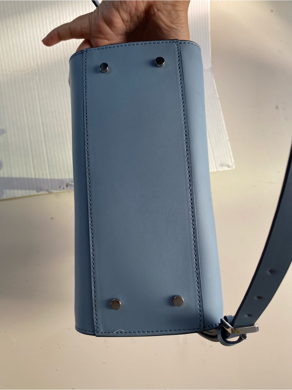 KATE SPADE Magnolia Street Eyelet Mini Mina Leather Satchel Blue Dawn - Picture 10 of 16